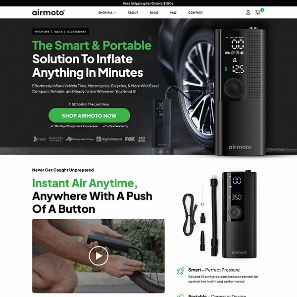 AirMoto landing page by Tierra