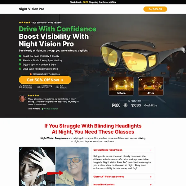 NightVision Pro landing page by Tierra